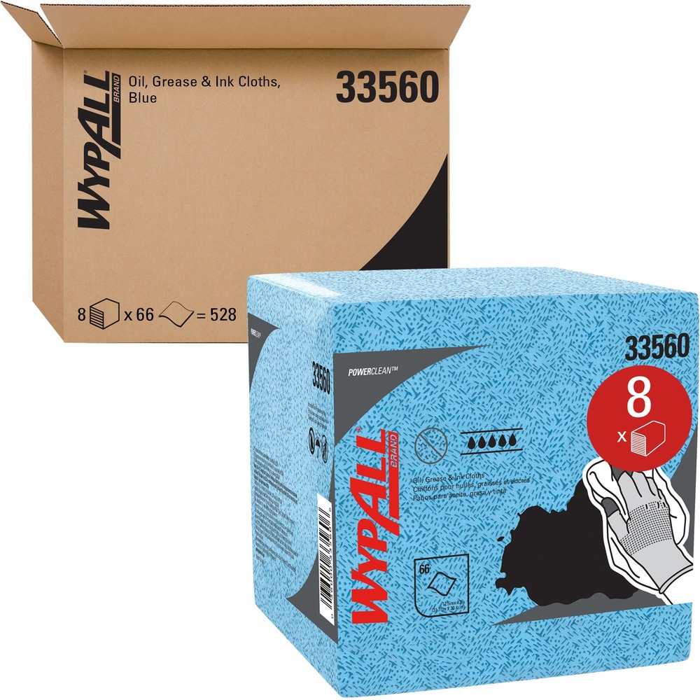 WypAll Power Clean Oil, Grease & Ink Quarterfold Disposable Wipes 33560
