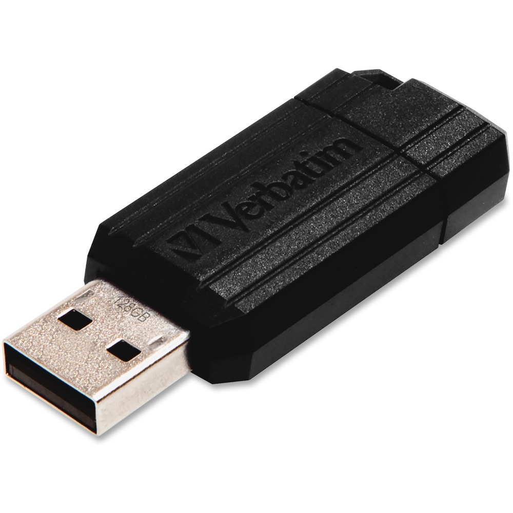 Verbatim 128GB Pinstripe USB Flash Drive - Black 49071
