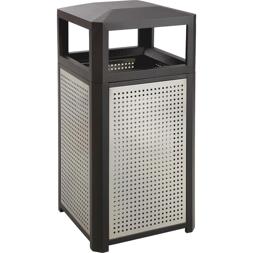 Safco Evos Series Steel Trash Can With Ash Urn 9934BL