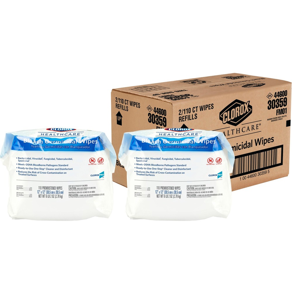 Clorox Healthcare Bleach Germicidal Wipes Refill 30359CT