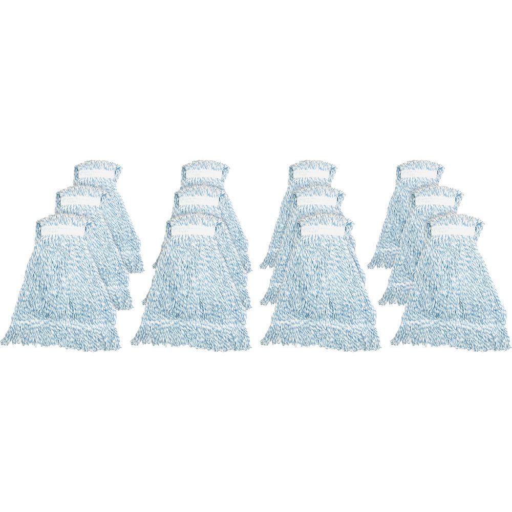 1033359740__96567.jpg Genuine Joe Blue Stripes Hygrade Rayon Mophead MBW1BCT - Image 1