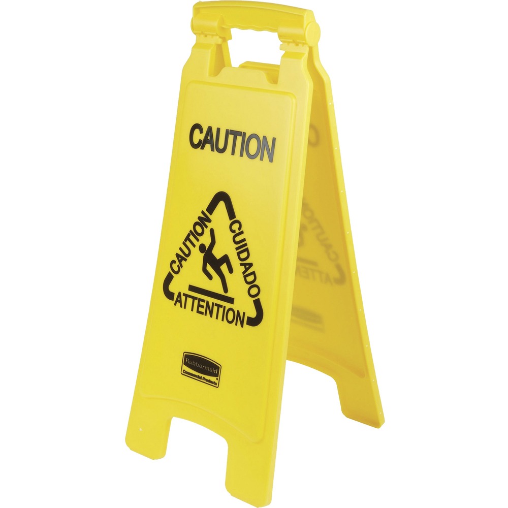 1034883788__99342.jpg Rubbermaid Commercial Multi-Lingual Caution Floor Sign 611200YWCT - Image 1