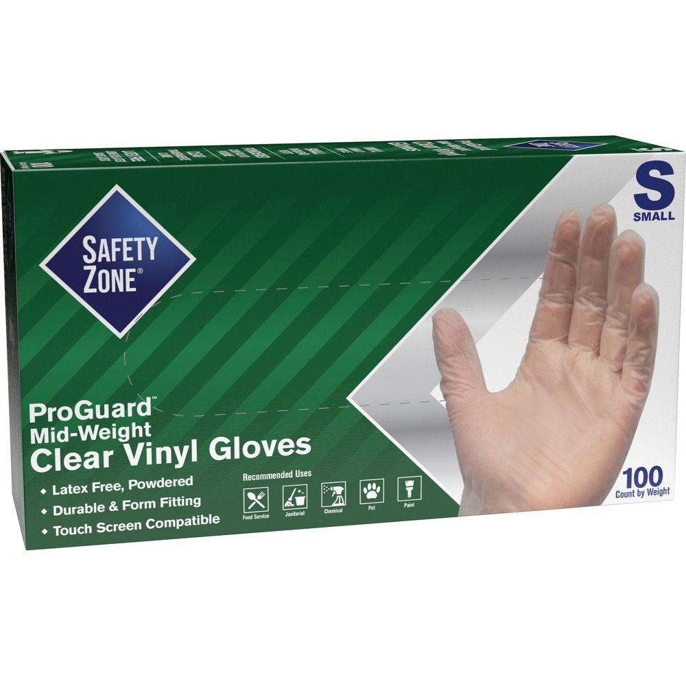 Safety Zone Powdered Clear Vinyl Gloves GVDRSM1