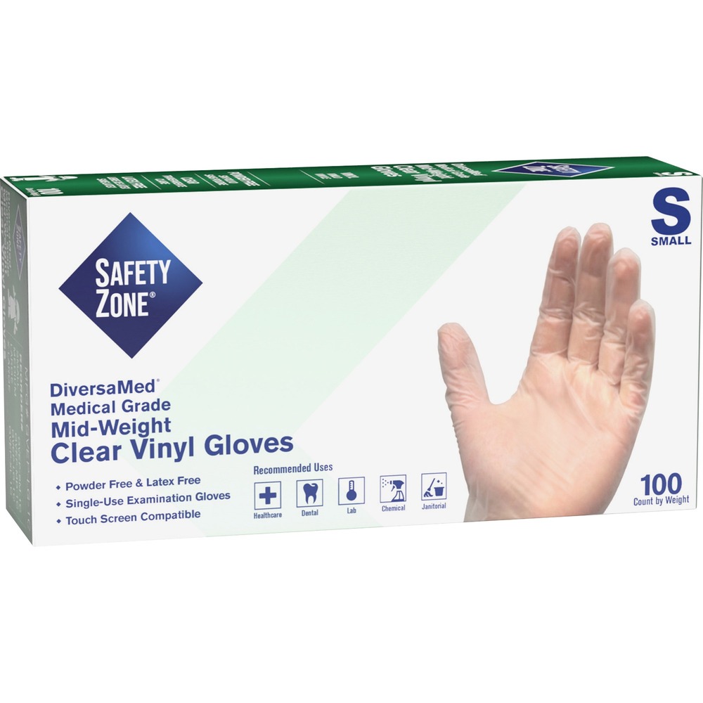 Safety Zone Powder Free Clear Vinyl Gloves GVEPSM1C
