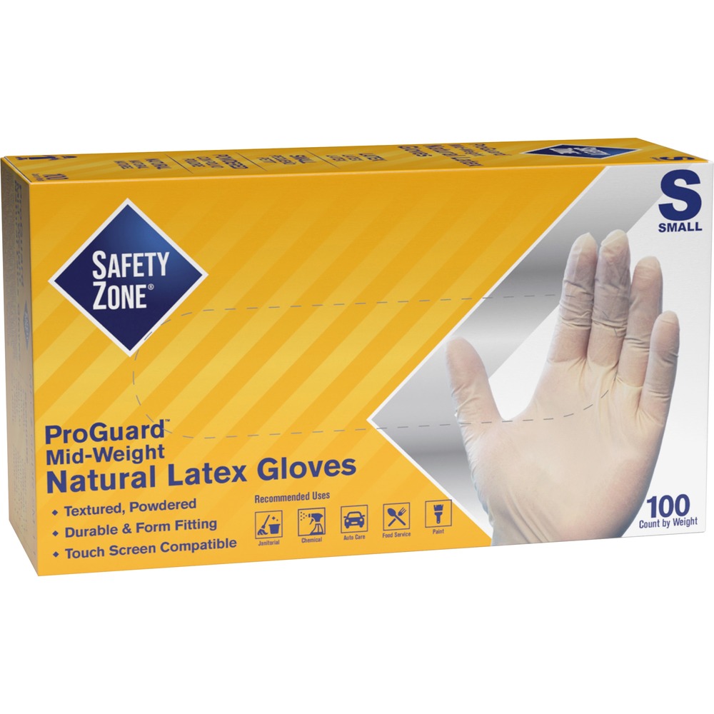 Safety Zone Powdered Natural Latex Gloves GRDRSM1T
