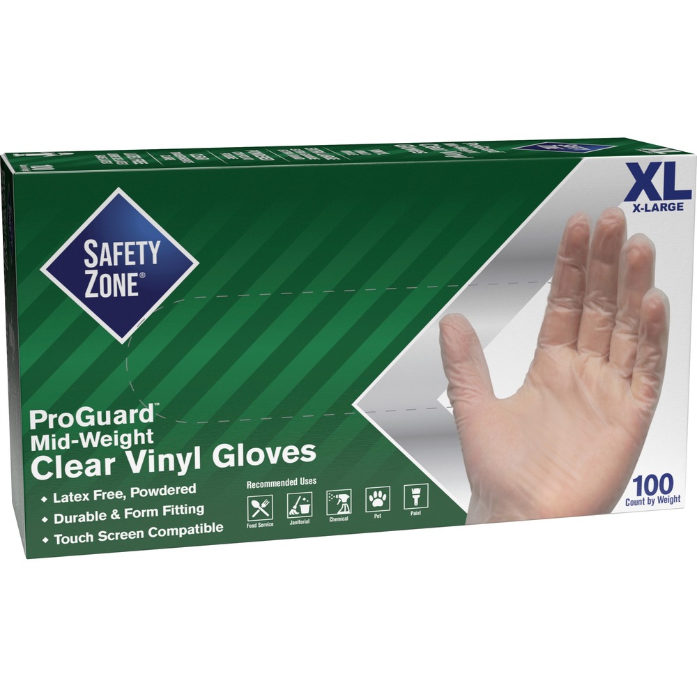 Safety Zone Powdered Clear Vinyl Gloves GVDRXL1