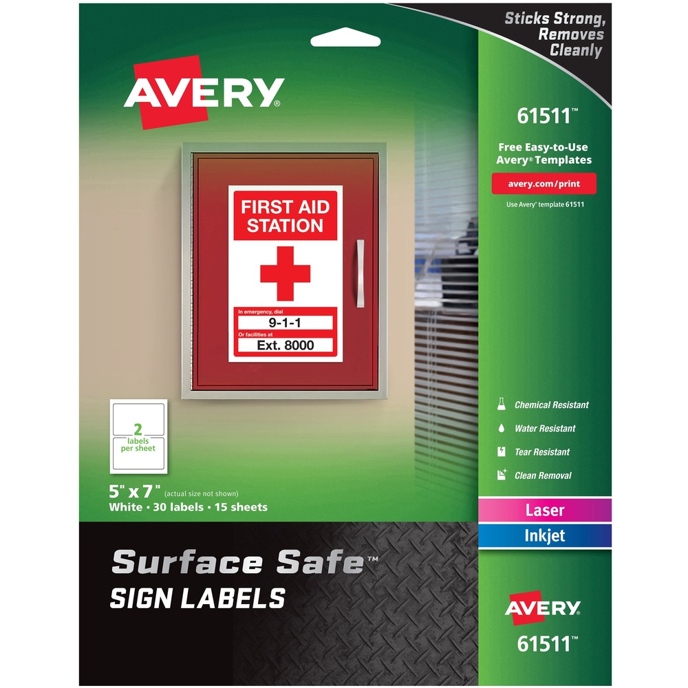 1046467506__63489.jpg Avery 5"x7" Removable Label Safety Signs 61511 - Image 1