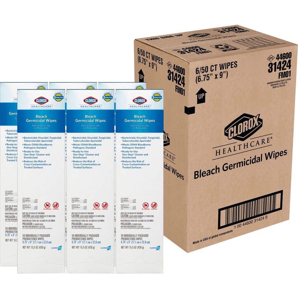 Clorox Healthcare Bleach Germicidal Wipes 31424CT