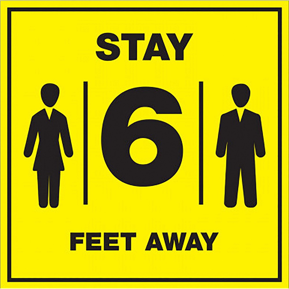 1064569631__86359.jpg Lorell Stay 6 Feet Away Bright Yellow Sign 257 - Image 1