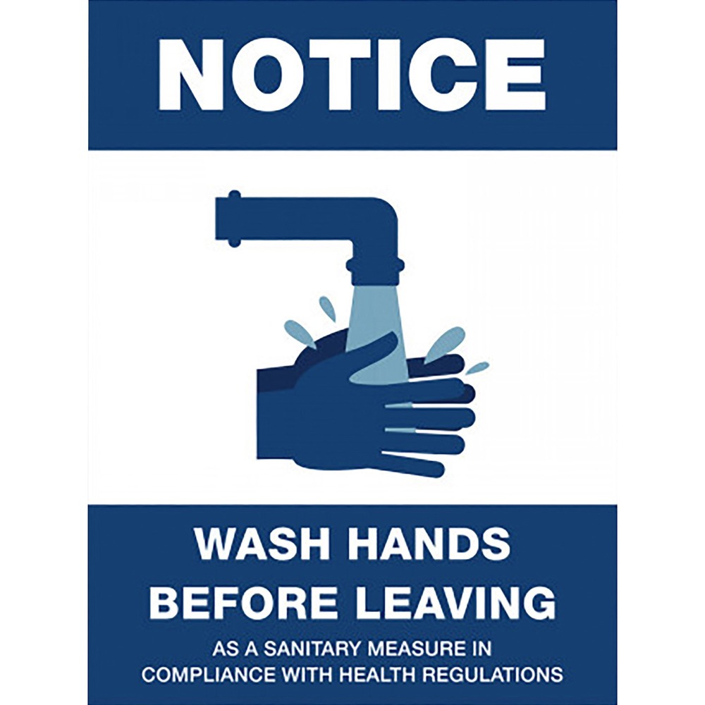 Lorell NOTICE Wash Hands Before Leaving Sign 256