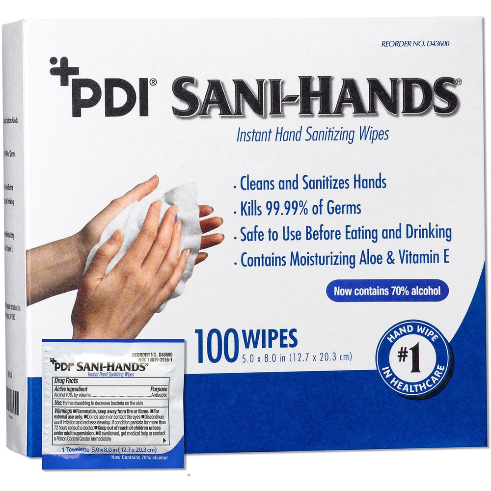 PDI Sani-Hands Instant Hand Sanitizing Wipes D43600