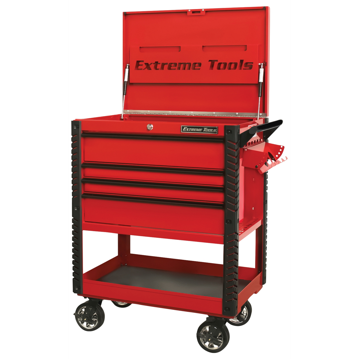 33" 4-Drawer Deluxe Tool Cart w/Bumpers, Red w/Bla