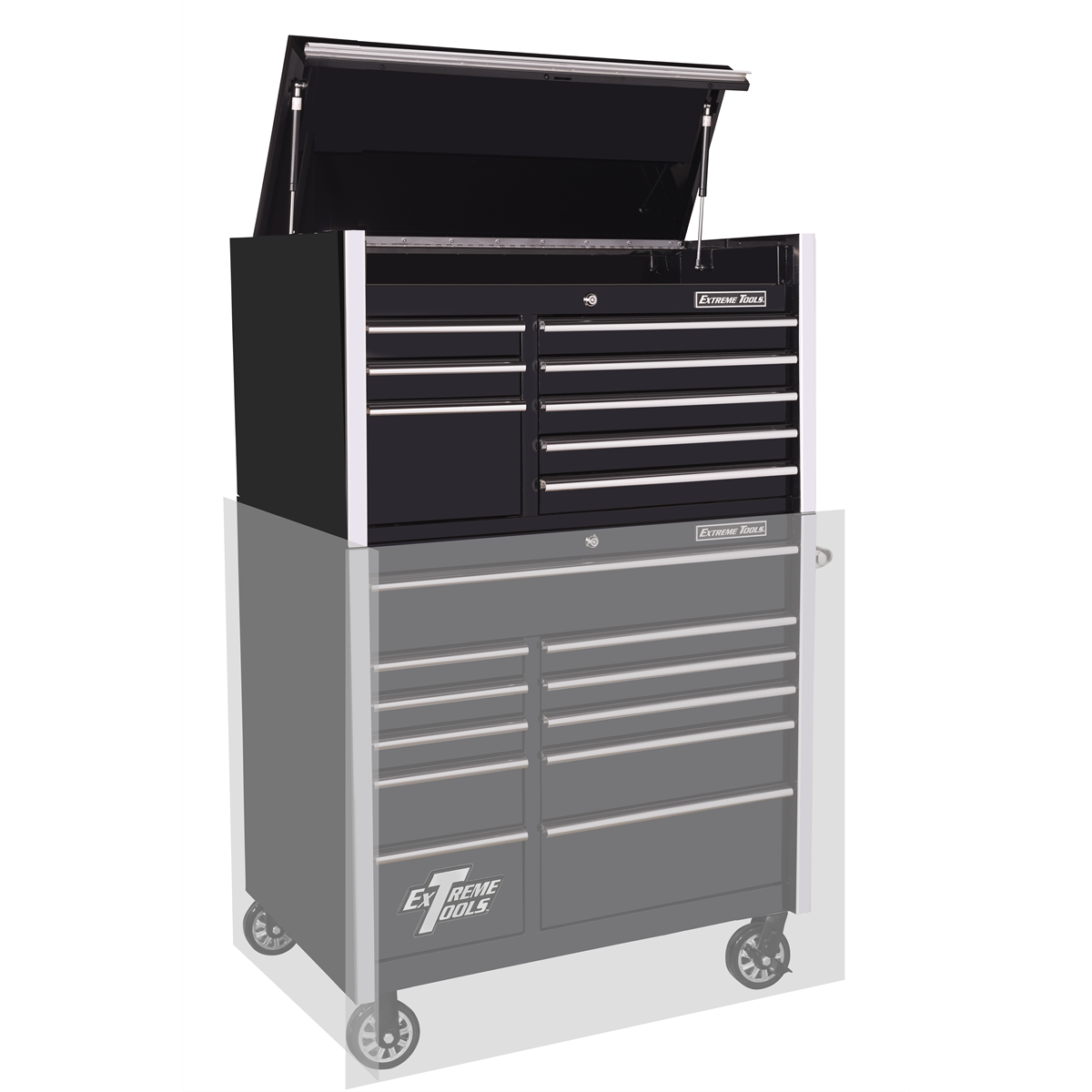 EXTRX412508CHBK_1200Wx1200H__65434.png Extreme Tools 41" 8-Drawer Top Chest, Black - Image 1