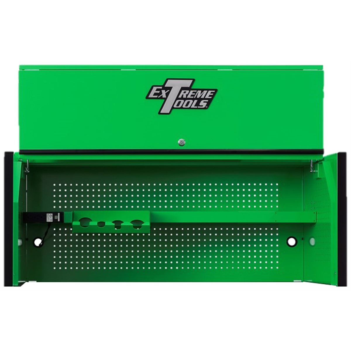 EXTRX552501HCGNBK_1200Wx1200H__44836.png Extreme Tools RX Series Professional 55"W x 25"D Extreme Power Workstation® Hutch Green, Black Drawer Pulls - Image 1