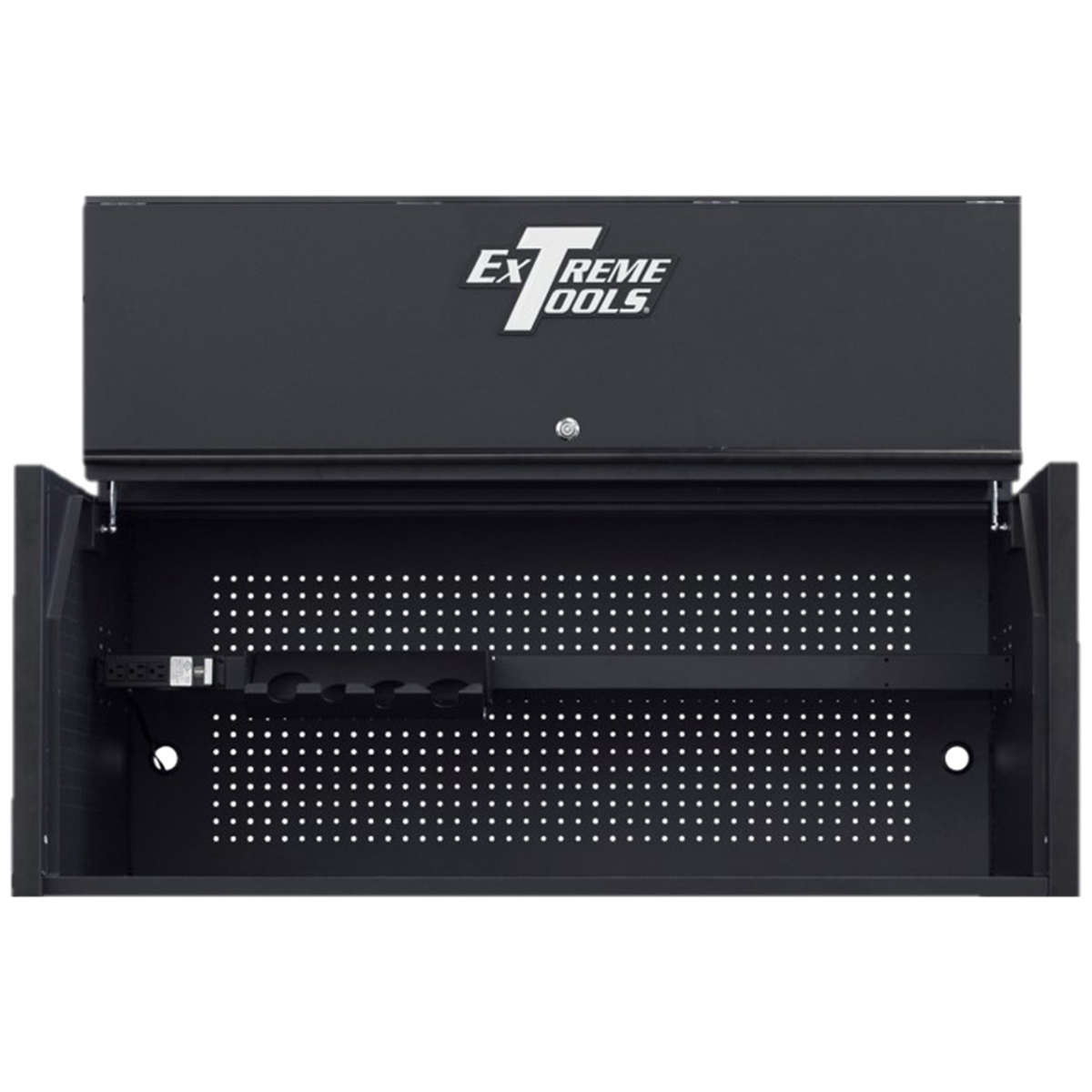EXTRX552501HCMBBK_1200Wx1200H__32106.png Extreme Tools RX Series Professional 55"W x 25"D Extreme Power Workstation® Hutch Matte Black, Black Drawer Pulls - Image 1
