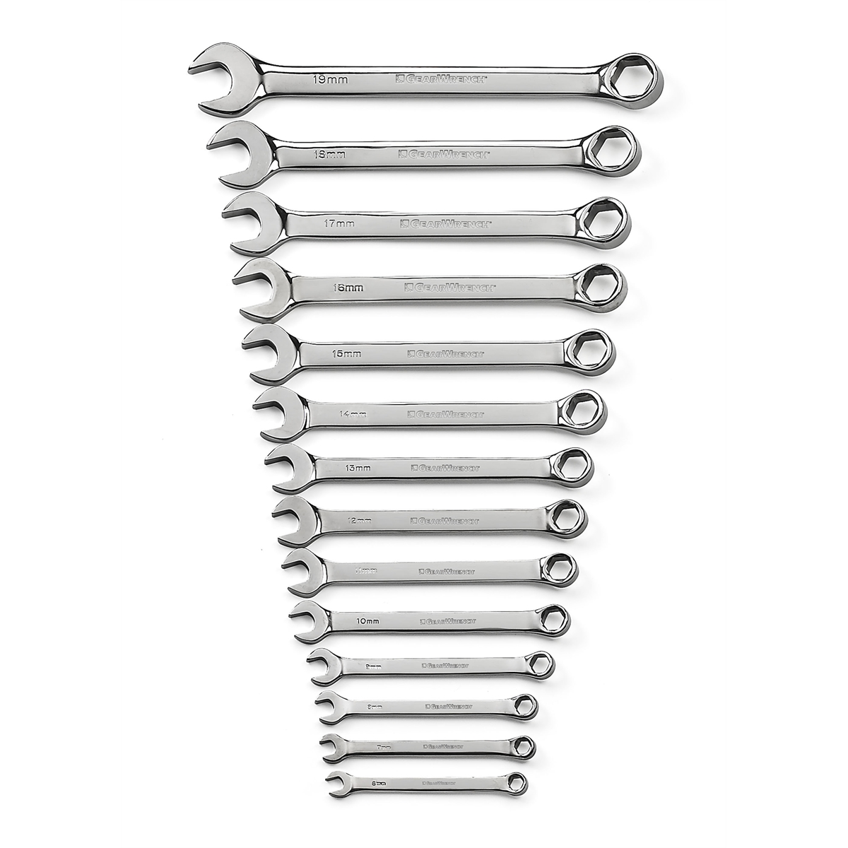 14 PC FULL POLISH COMB WRENCH SET 6 PT METRIC
