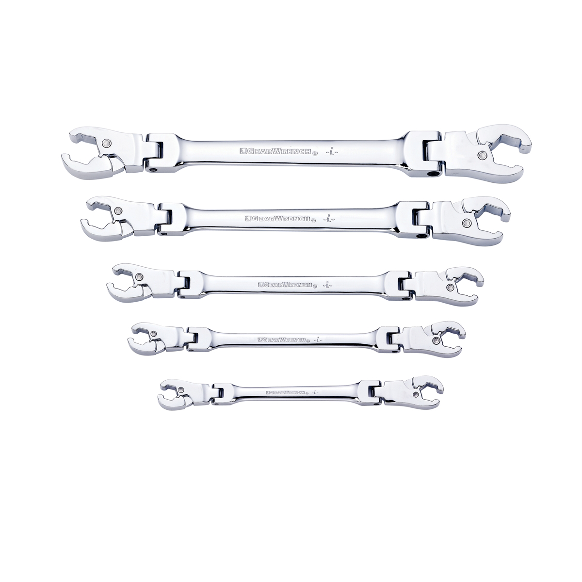 5 Pc. Ratcheting Flex Flare Nut Wrench Set- SAE