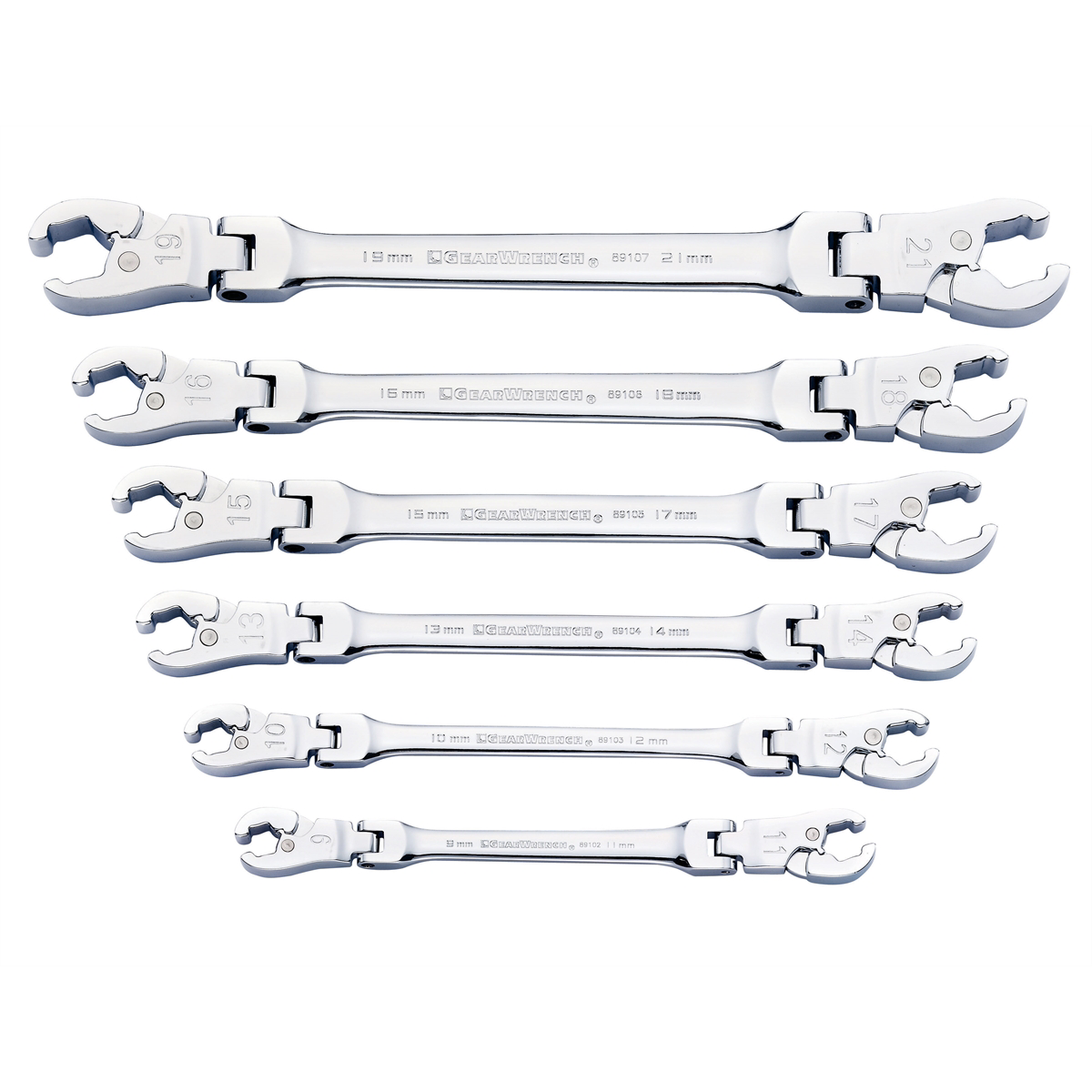 KDT89101D_1200Wx1200H__54699.png 6 Pc. Ratcheting Flex Flare Nut Wrench Set- Metric - Image 1