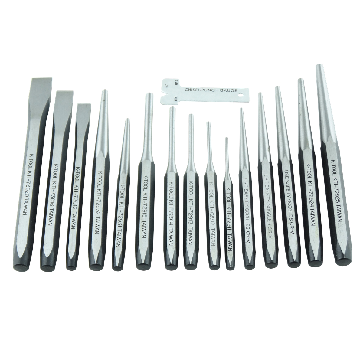 PUNCH & CHISEL SET 15 PC. IN PLASTIC TRAY