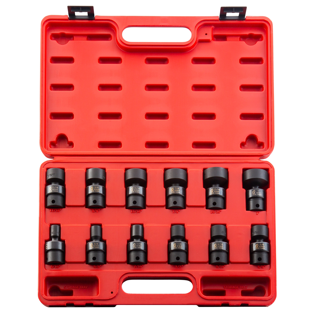 12 PC 3/8" DR 12 PT UNIV IMPACT SOCKET SET SAE